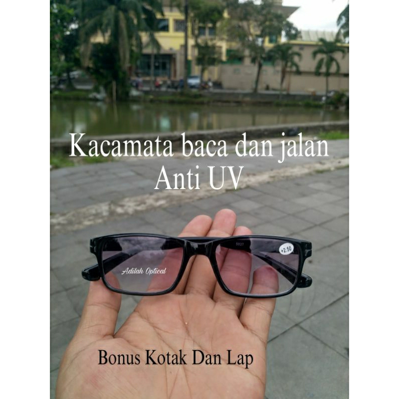 Kacamata baca pria dobel fokus untuk baca dan jalan Anti UV teduh unisek Kacamata plus baca terlaris