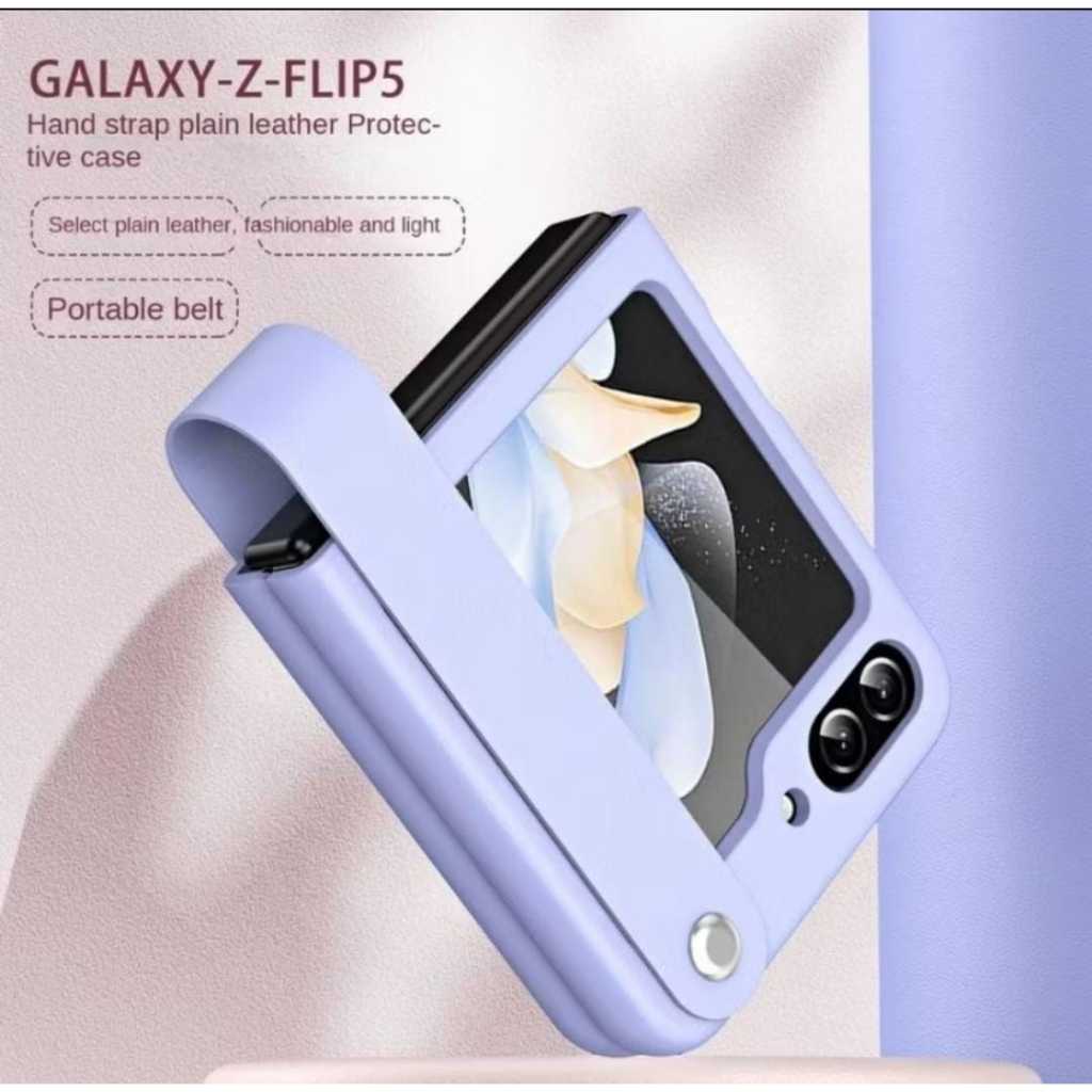 Samsung Galaxy Z Flip 3 / Z Flip 4 / Z Flip 5 / Z Flip 6 Premium Leather Hand Strap Hard Cover