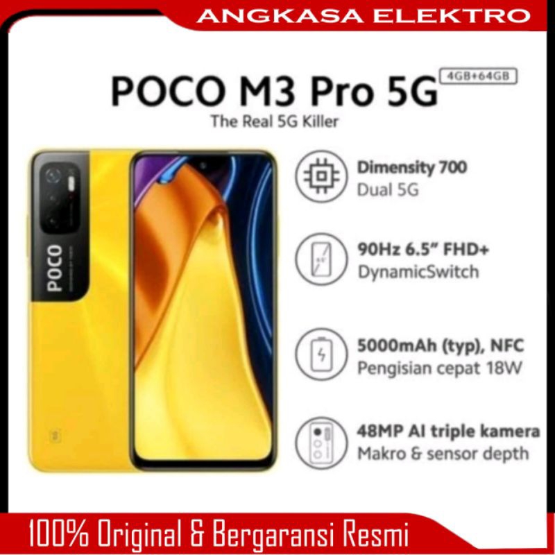 HP POCO M3 Pro 5G Ram 4+64 GB Garansi Resmi 15 Bulan