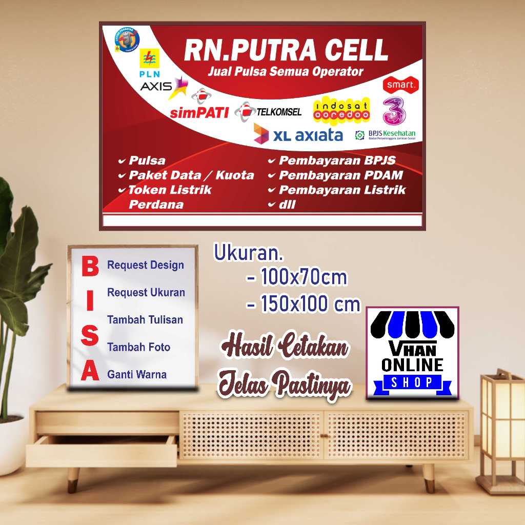 Cetak Spanduk Banner Konter dan Sparepart HP Keren