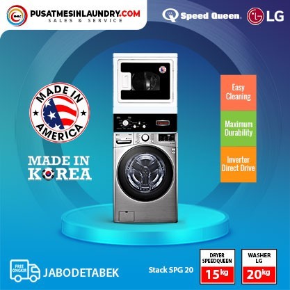 LG Mix Stack Mesin Cuci 20kg & Mesin Pengering 15kg Gas SPG20PKJ