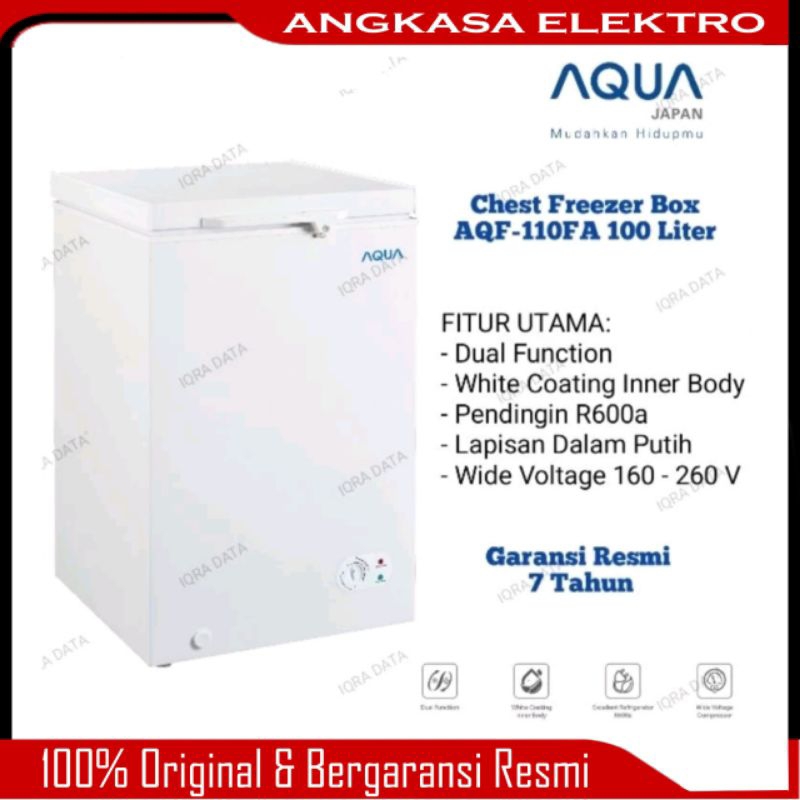 AQUA CHEST FREEZER BOX 100 Liter AQF-110FA Garansi Resmi 7 Tahun