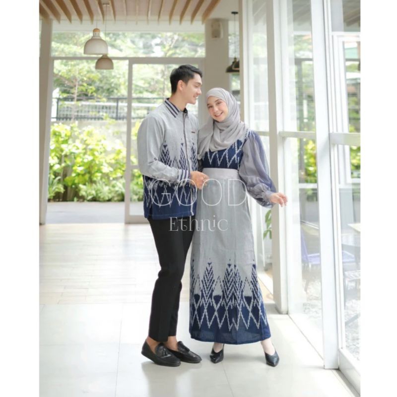 Baju Tenun Couple - Baju Couple Kondangan - Dress Couple Pasangan Lamaran - Couple Lebaran