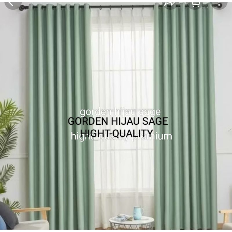"GORDEN"BLACKOUT MINIMALIS HIJAU SAGE HIGHT_QUALITY PREMIUM BUAT/PINTU JENDELA dan segala ruanga