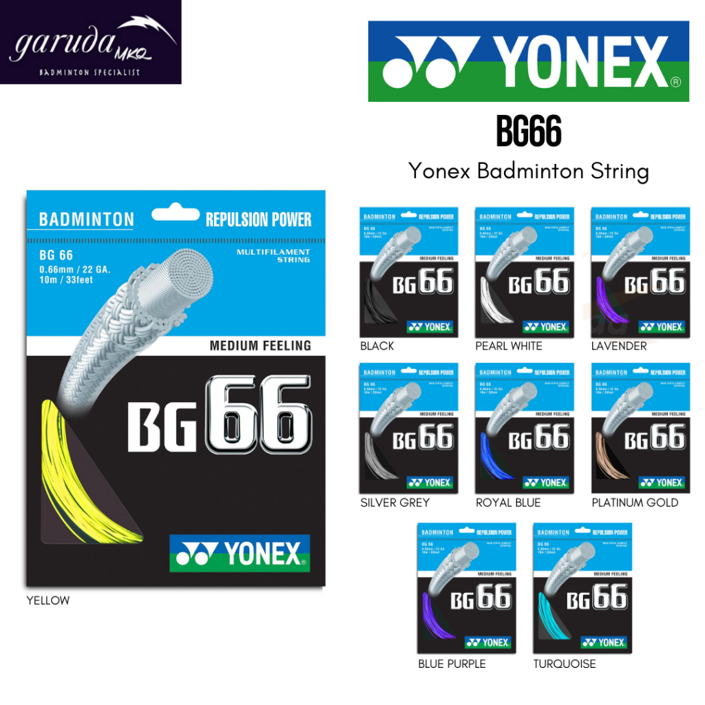 Senar Badminton Yonex BG66 / Senar Bulu tangkis Yonex BG 66 / Badminton String Yonex BG66