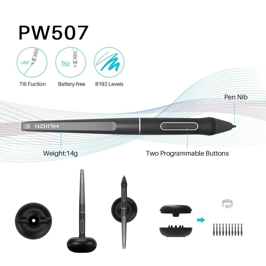 HUION Pen PW507 Battery-free for Pro 13 / Pro 12 / Pro 16 / Kamvas 16