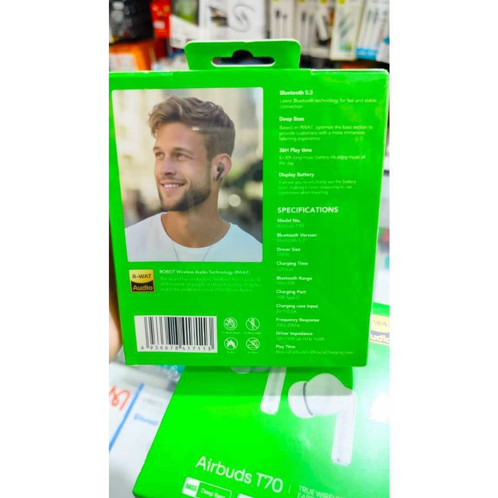 Earphone TWS ROBOT Airbuds T70 Case LED Bluetooth