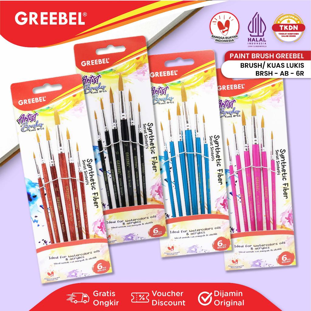 

GREEBEL Kuas Lukis Brush Paint Set / Kuas Melukis (AB-6R)