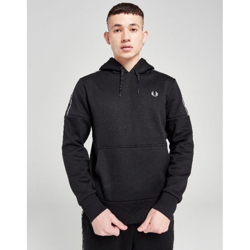 Fred Perry Panelled Tape Hoodie Black Original