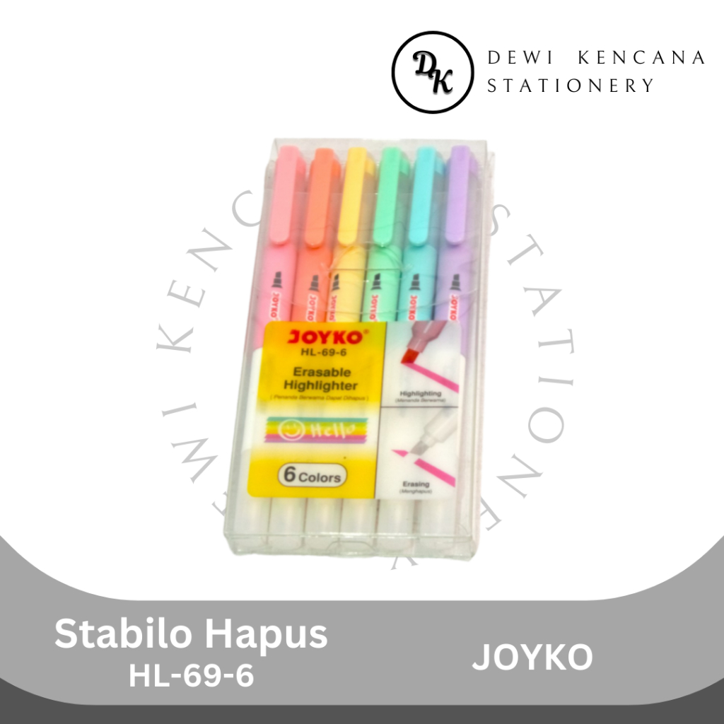 

Erasable Highlighter Joyko HL-69-6 / Highlighter Stabilo Hapus