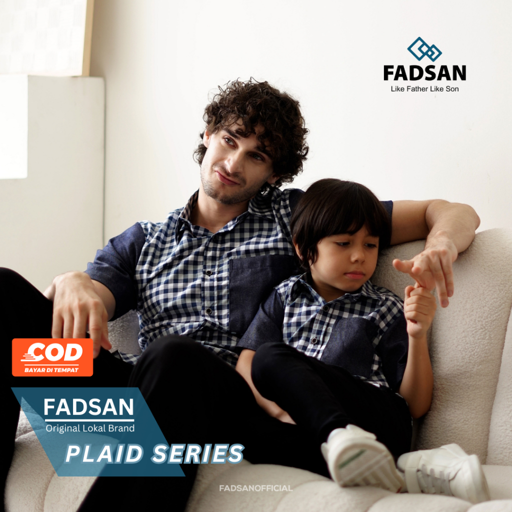 Baju Kemeja Koko Couple Ayah dan Anak Laki Laki Lengan Pendek Atasan Pria Dewasa Katun Motif Kotak K