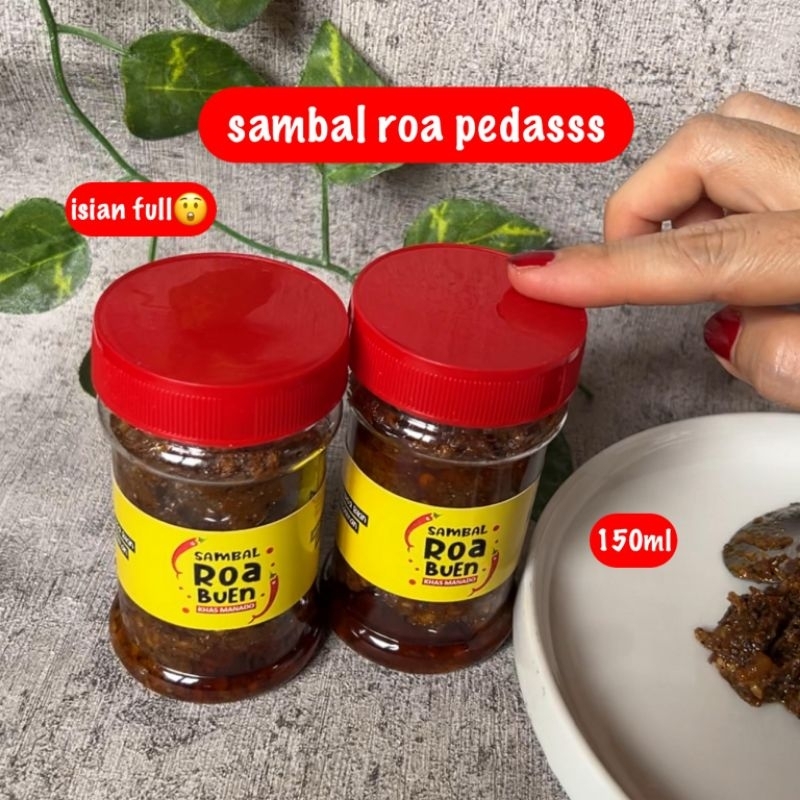 

SAMBAL ROA ASAP PREMIUM 150 ml I isian full roa tidak banjir minyak I awas ketagihan I khas Manado
