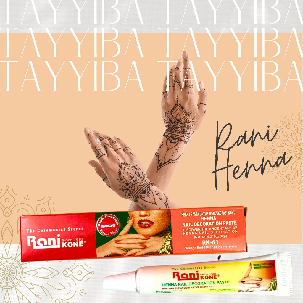 Henna Kuku / Pacar Kuku Halal Kutek Arab Rani Kone 61 Nail Decoration Paste Orange Red 6gr
