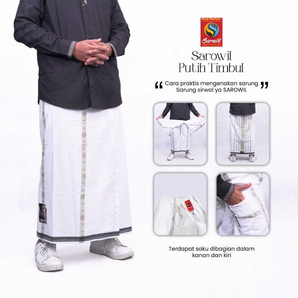 SARUNG CELANA SIRWAL SAROWIL Eksklusif Putih Tumpal