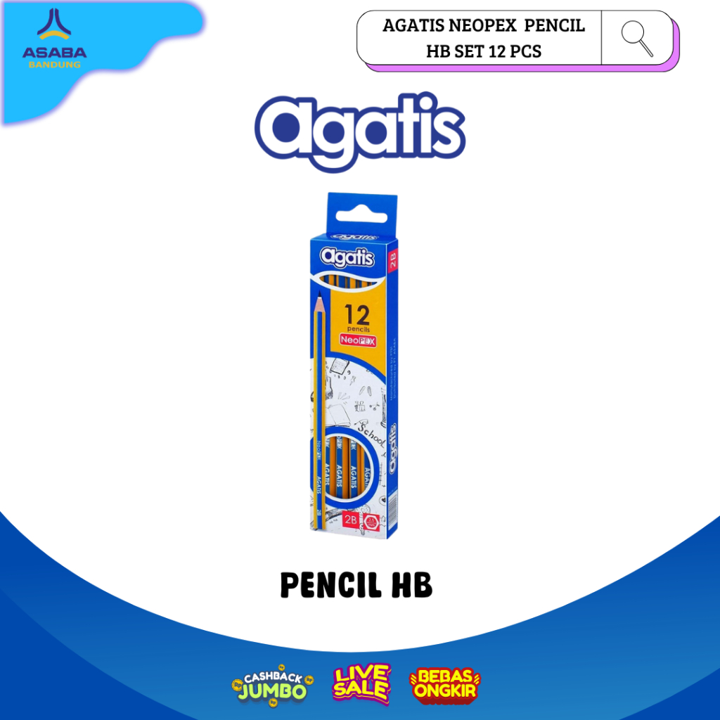 

Asaba Bandung - AGATIS NEOPEX HEXAGONAL GRAPHITE PENCIL HB SET 12 PCS (BOX)/ Pensil Murah / Pensil Ekonomis / Pensil 1 Pack isi 12 Pcs