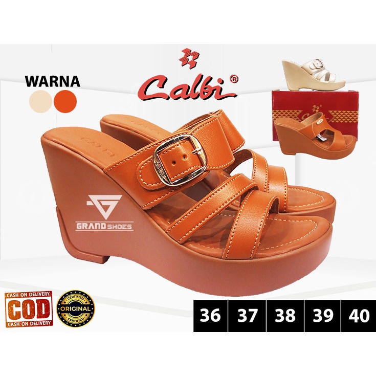 Calbi Wedges Sandal Sendal Hak 10 CM Terbaru Casual formil Pesta kondangan Wanita original