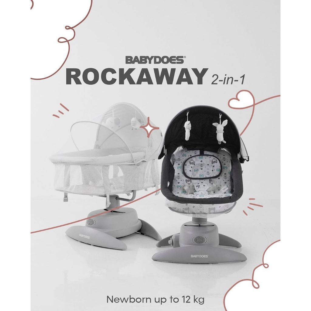 BabyDoes Rockaway 2 in 1 / Ayunan Bayi Elektrik / Swing BabyDoes / Ayunan Bayi 2in1