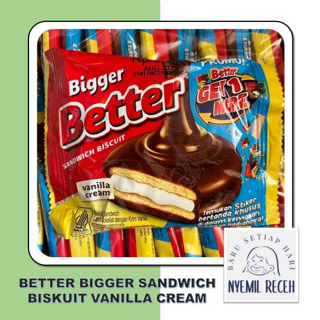 

Better Bigger Sandwich Biskuit Vanilla Cream Isi 10pcs x 27gr
