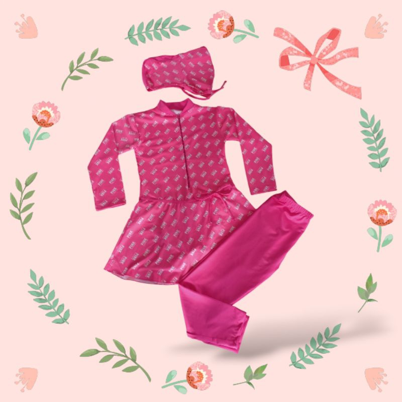 Baju renang muslim anak TK.Baju renang muslim anak TK motif