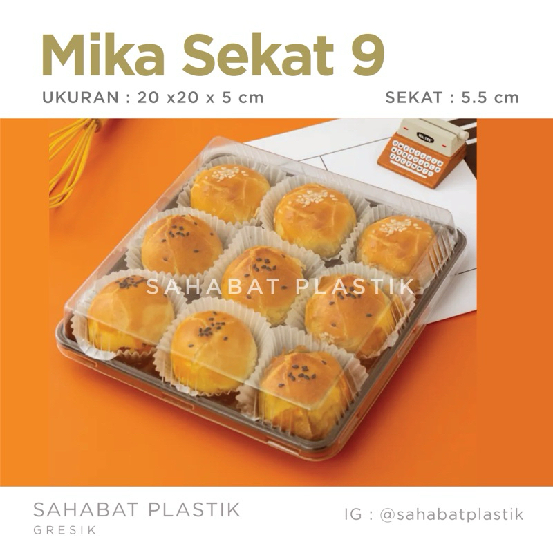 MIKA MOCHI SEKAT 9 + TUTUP / TRAY PUDDING MOONCAKE / MIKA BOX isi 9
