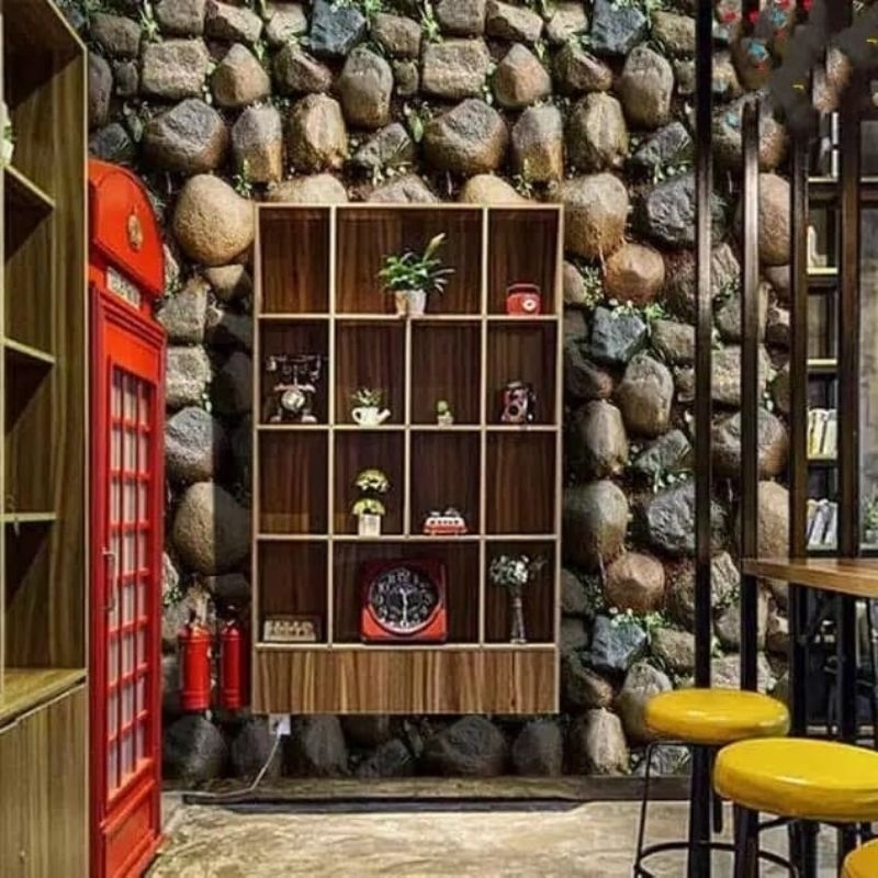 Wallpaper dinding termurah motif batu kali besar