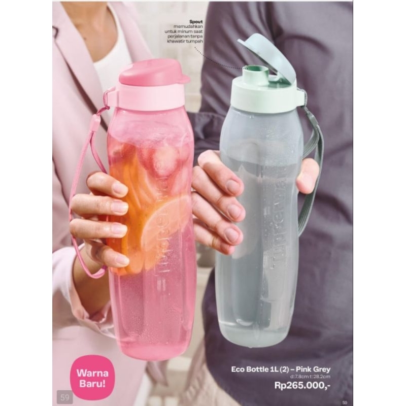 Eco Bottle 1 Liter Flip Tupperware