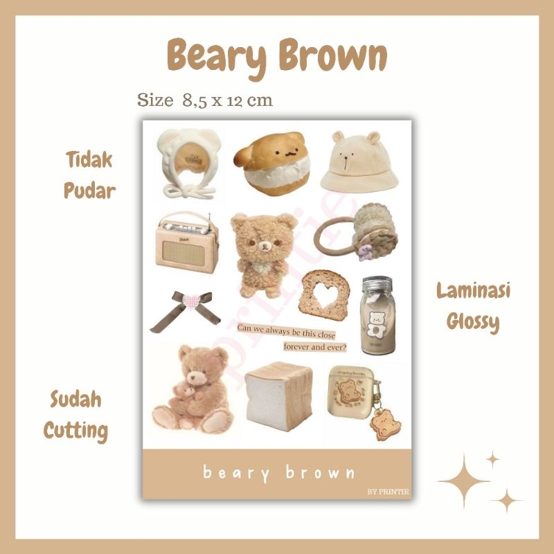 

[1 lbr] kisscut sticker sheet beary brown