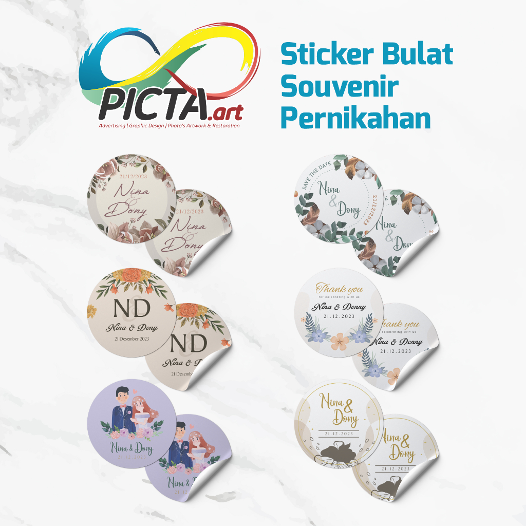 

Sticker Bulat Souvenir Pernikahan