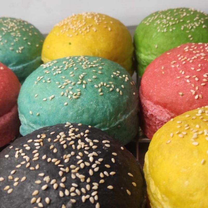 

roti burger warna warni 8 cm mini