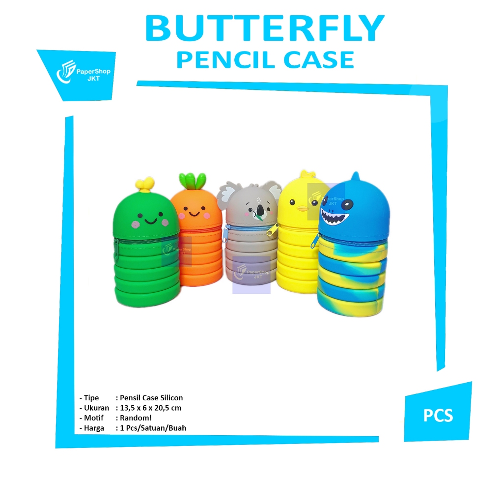 

BUTTERFLY - Pencil Case Silikon Cute Rasleting RANDOM - Pcs