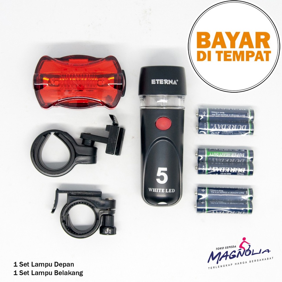 Hemat Pembelian Lampu Sepeda Depan Belakang LED Aksesoris Sepeda GRATIS Baterai