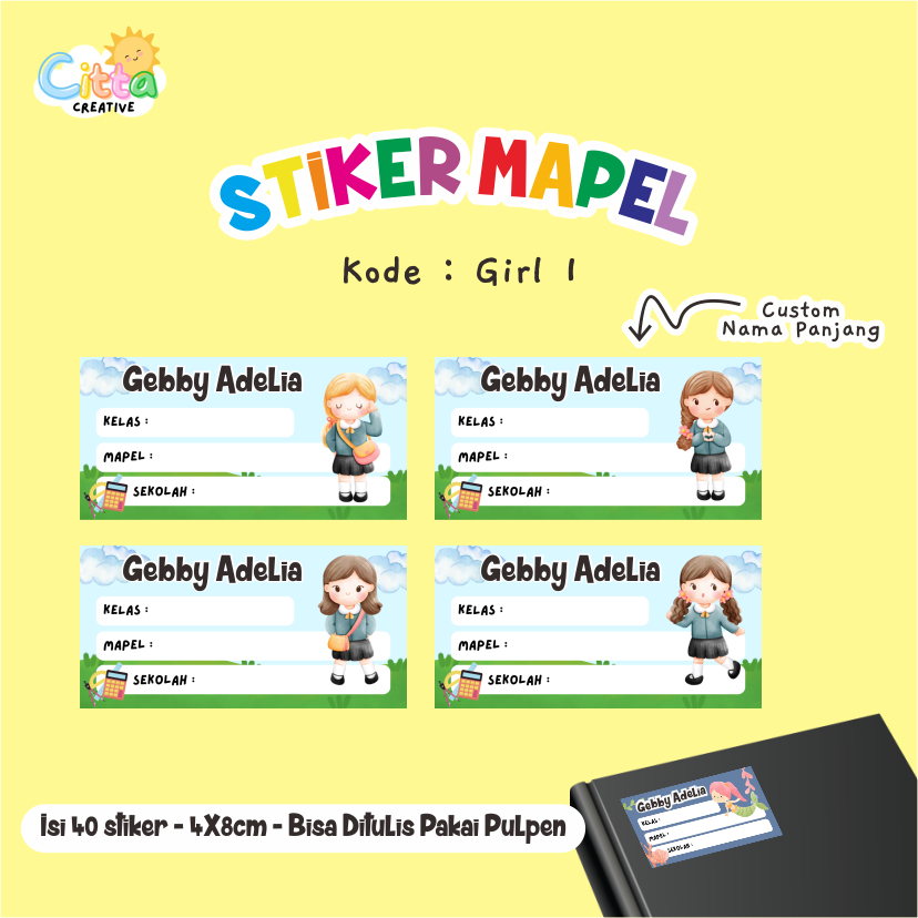

cittacreative (isi 40) Stiker Mapel Sekolah Anak Remaja Label Buku