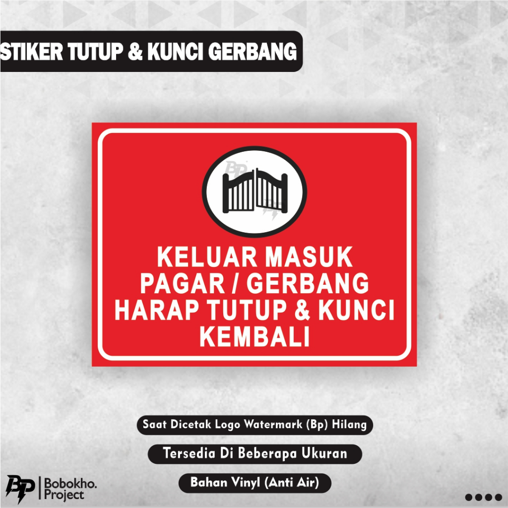 

Stiker Keluar Masuk pagar tutup kembali / Stiker keluar masuk pagar kunci kembali / Stiker Pagar tutup kembali / Stiker Gerbang Kunci kembali / Stiker Tutup Pagar / Stiker Tutup Gerbang