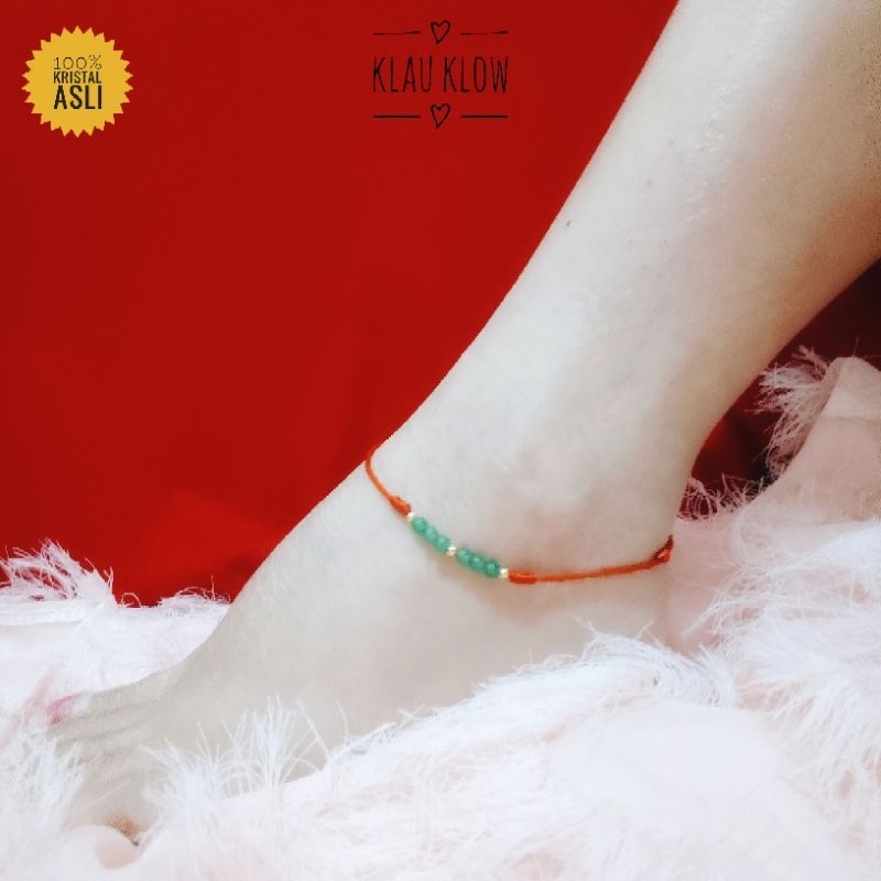 Gelang kaki tali merah Giok asli 100% 4mm (M49)