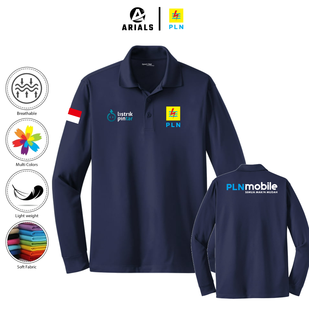 Arials Polo shirt Baju Kaos Kerah Lengan Panjang PLN Mobile Listrik Pintar