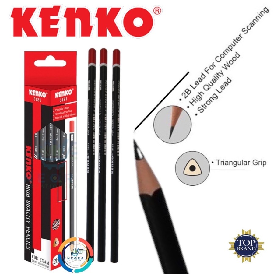 

Pensil Kayu 2B Kenko 3181 Triangulare Segitiga Original (12 PCS) / Graphite Pencil Pensil Segitiga 2B Kenko 2B-3181 Per Lusin