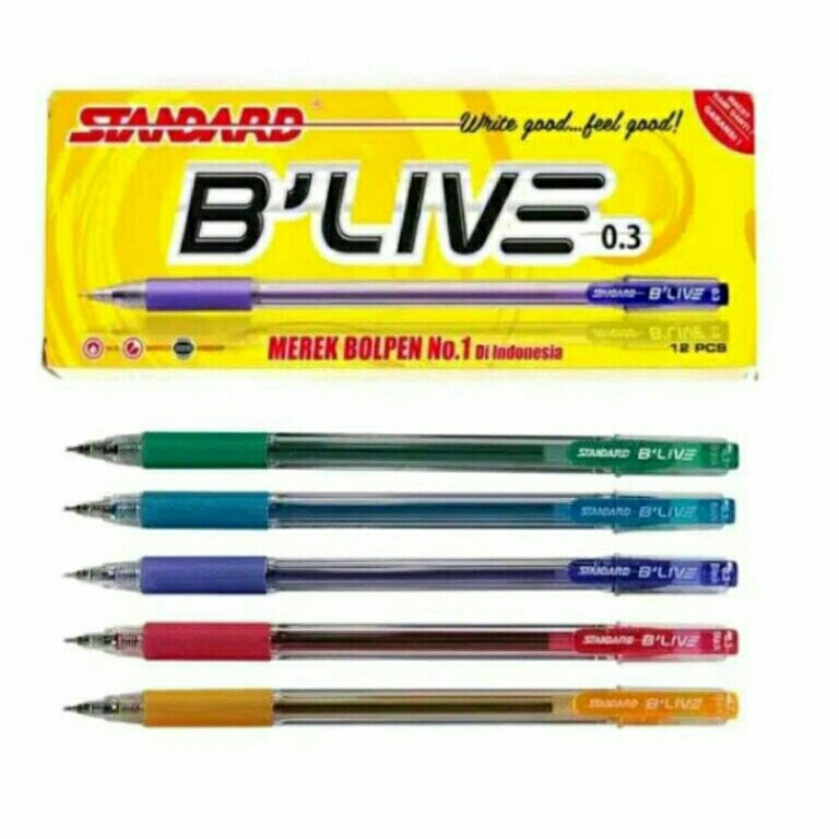 

ART E4M5 Pulpen Standart Blive 3mm Standart Pen Blive Bolpen per pak isi 12