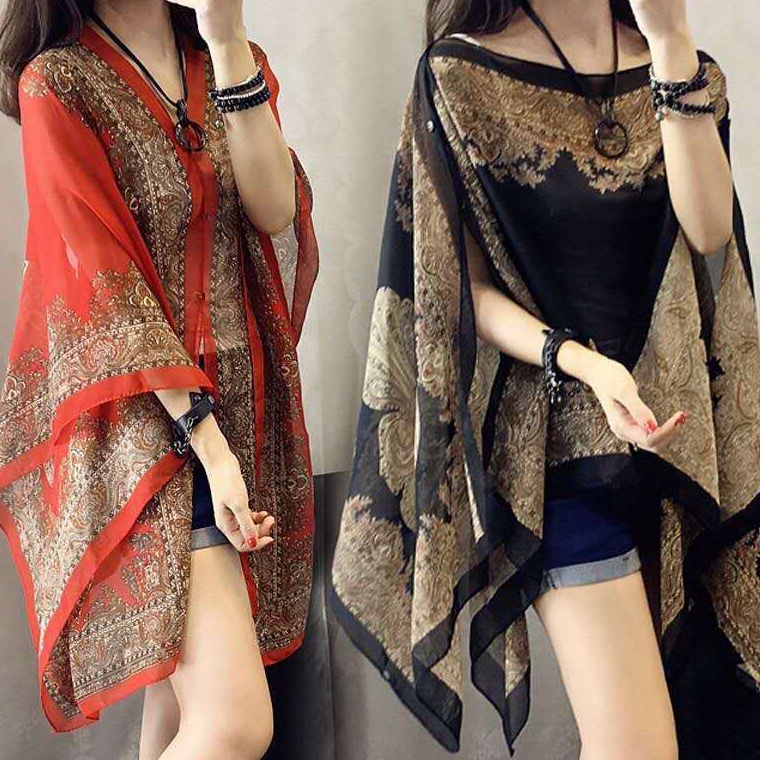 Pro Seller Outer Scarf Batik Chiffon Pantai Bahan Sifon Baju Luaran Bali Premium Syal Sutra Shawl Wa