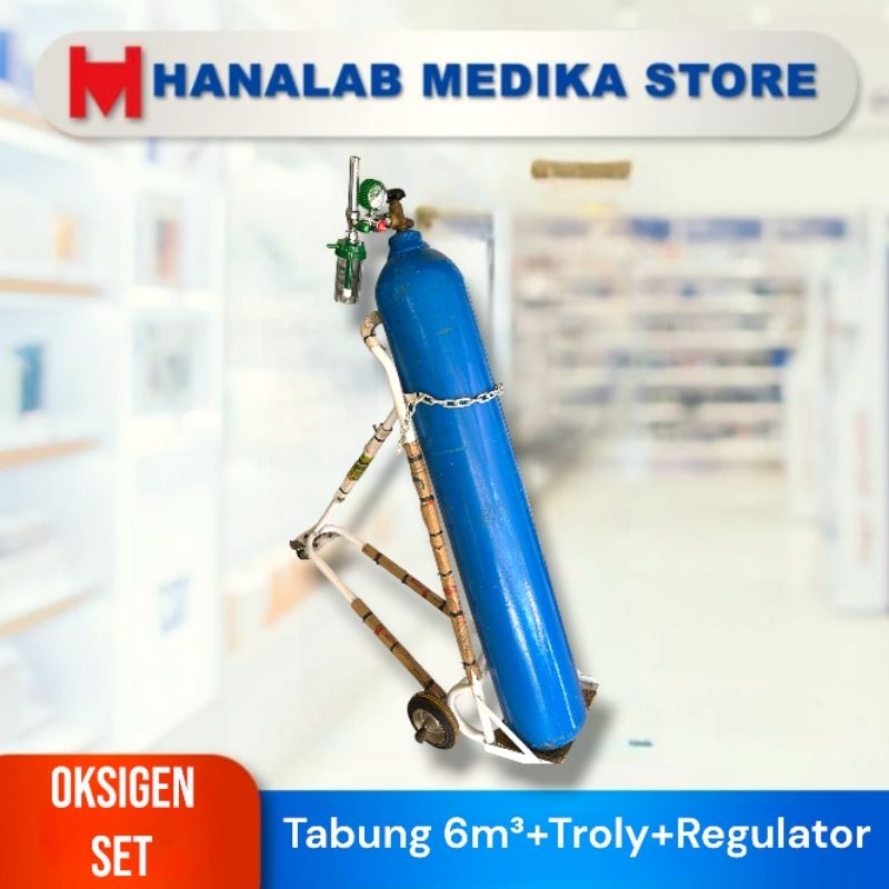 Tabung Oksigen 6M³ Isi + Regulator dan Troly