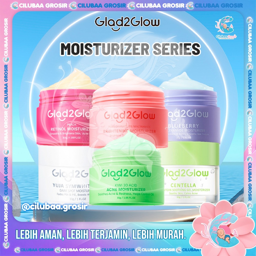 GLAD2GLOW Facial Moisturizer 30gr || Pomegranate 5% Niacinamide Brightening Moisturizer || Blueberry