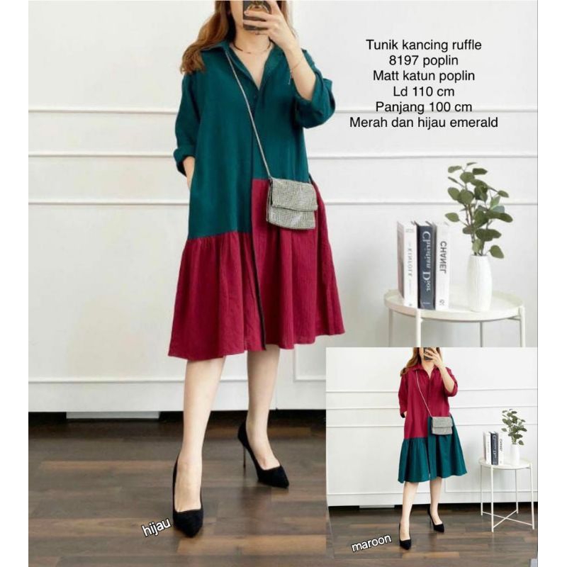 Dress Kombi Edisi Natal 8197 - Wanita Casual Midi Baju Pesta Dewasa Gaun Terusan