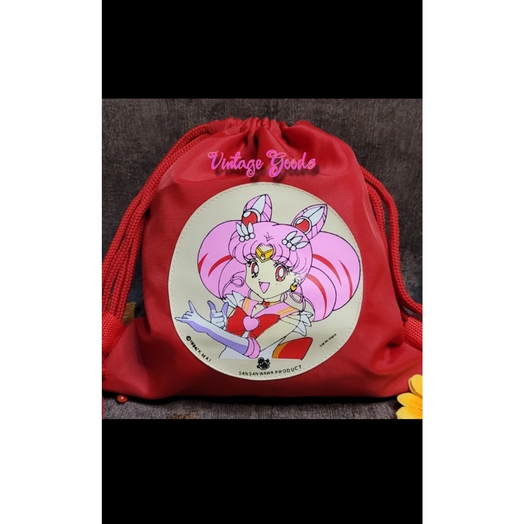 Vintage 90s Tas Serut Ransel Sailormoon Merah