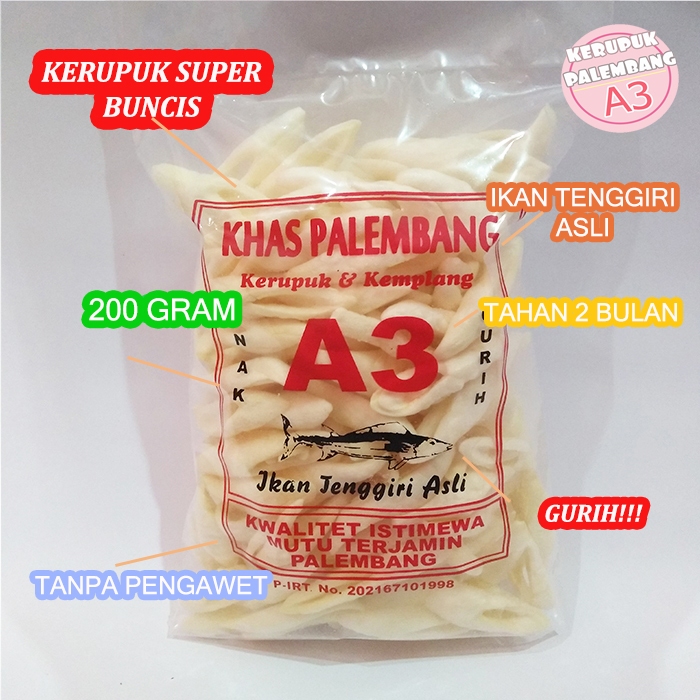

KERUPUK BUNCIS KEMPLANG BUNCIS RASA IKAN TENGGIRI ASLI KHAS PALEMBANG 200GR
