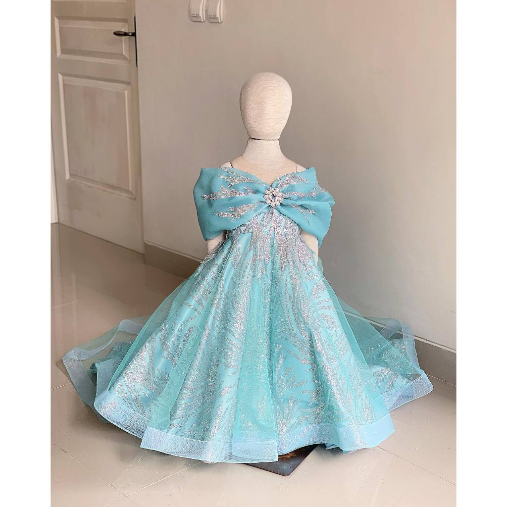 Sabrina Ice Dress / Sabrina Ice Princess Gown / Sabrina Ball Gown / Kids Ball Gown Ekor Gaun Karakte