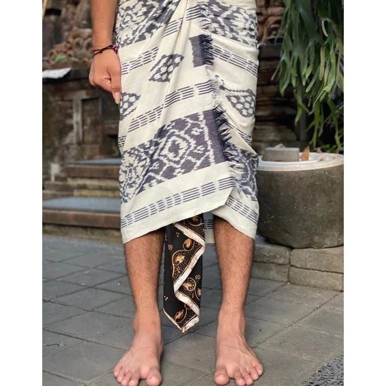 KODE B67D Saput Set Udeng Setengah Jadi Tenun Blanket Putih Premium