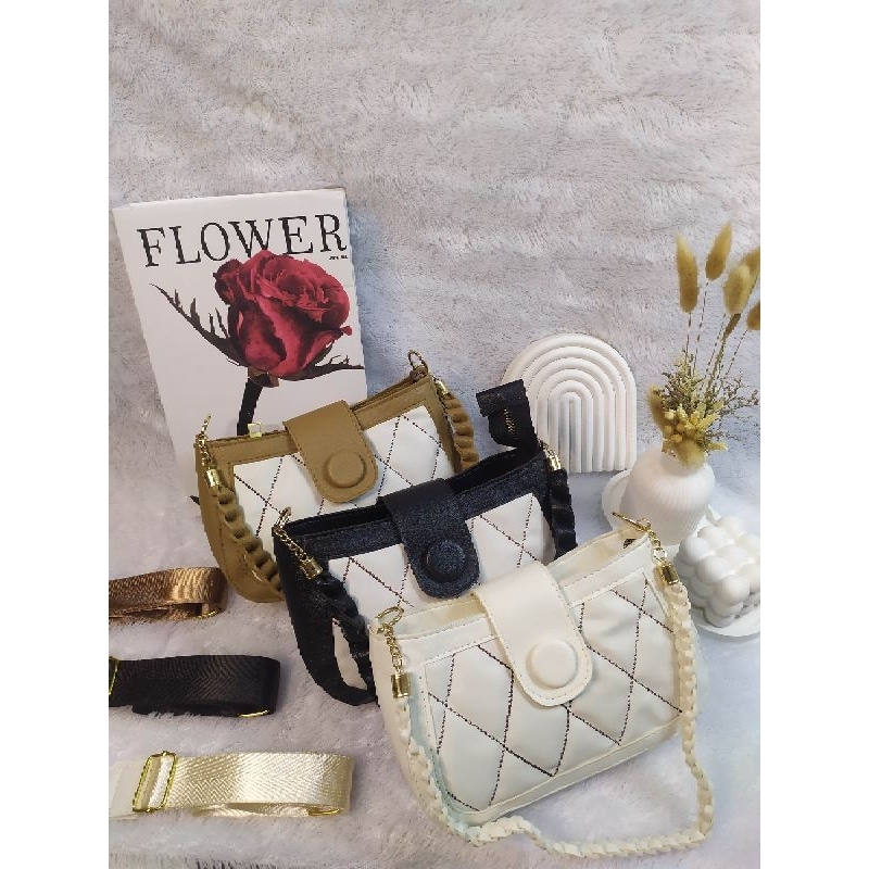 TAS NADA SELEMPANG WANITA IMPORT/TAS BAHU TALI KEPANG/terbaru korean style 2024