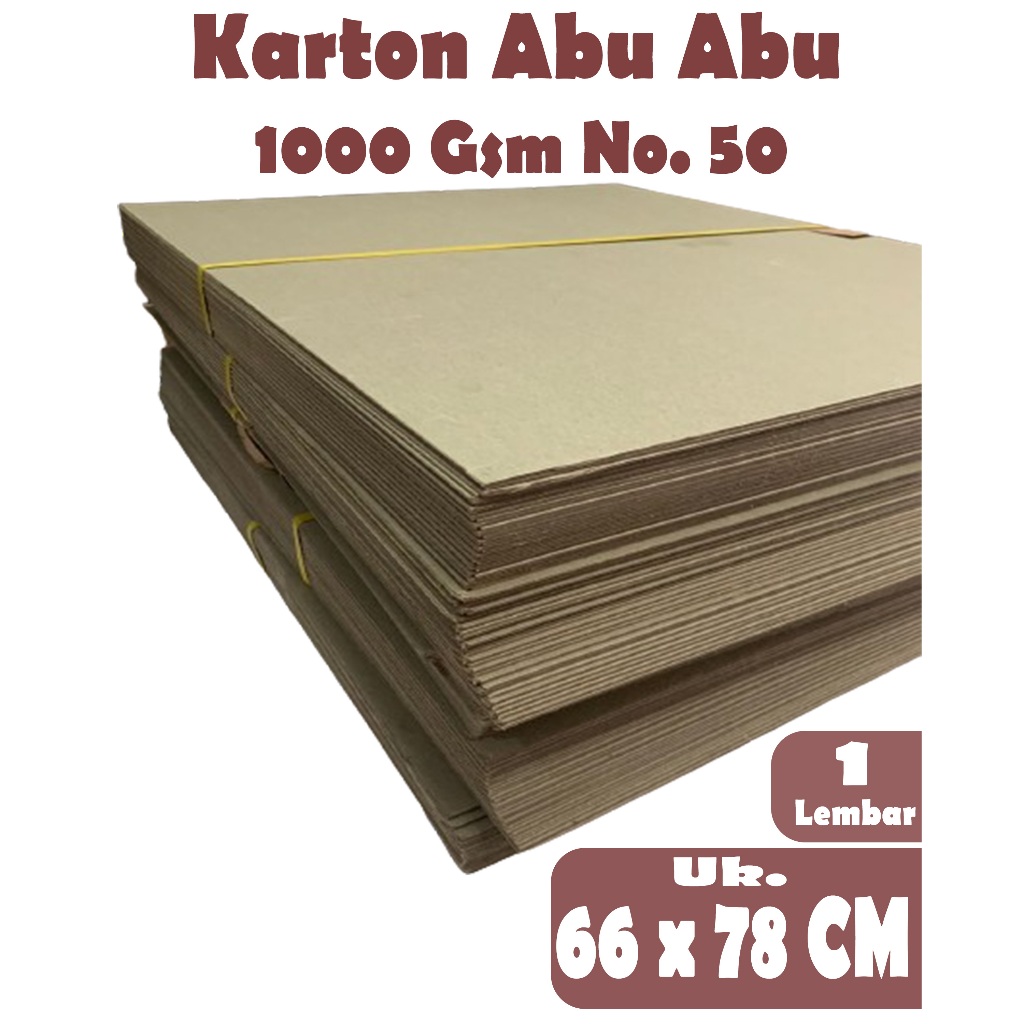 

KARTON ABU ABU 1000 GSM NO. 50 UKURAN 66 x 78 CM , ISI 1 LEMBAR