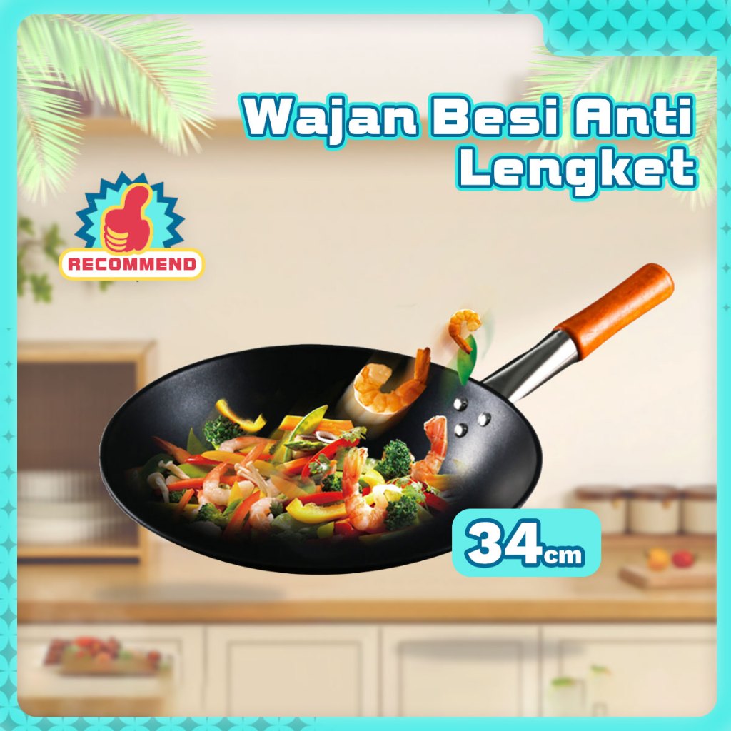 Bestelife Wajan Seasoning Wajan Baja Wajan Kuali 34cm Wajan Masak