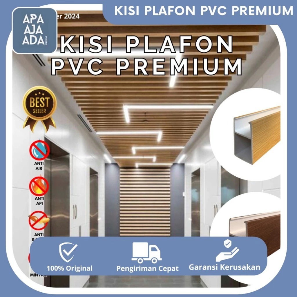 Kisi Kisi Plafon PVC | Plafon PVC | WPC Bar Ceiling | plafond PVC motif kayu | Plafond WPC
