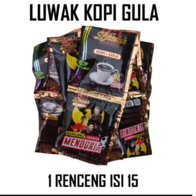 

KOPI LUWAK HITAM + GULA 23gr RENCENG ( ISI 15 pc )